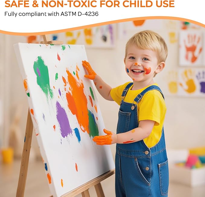 Nicpro 6 Colors Fluorescent Large Washable Paint Set for Kid (16.9 oz), Glow in the Black Light, Non Toxic Neon Tempera Paints for Art, Craft DIY, Poster & Finger Paint, School, Home, Classroom, Party