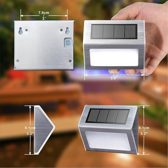XLUX Solar Lights for Steps Decks Pathway Yard Stairs Fences, LED lamp, Outdoor Waterproof,Warm Light,12 Pack