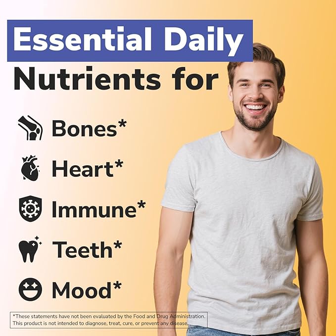 Complément D3 K2 Calcium pour Femmes et Hommes, Vitamine D3 5000 UI, Calcium 1200 mg, MK-7, Haute Absorption, pour des os, des dents, un cœur et un système immunitaire solides, 60 Comprimés