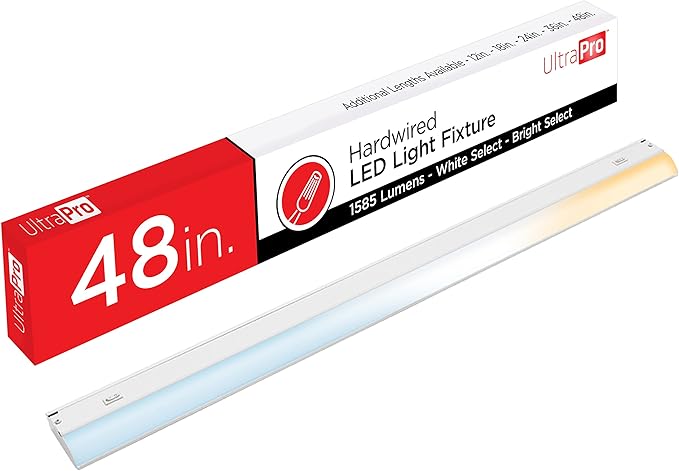UltraPro 48 inch Hardwired Under Cabinet Lights, 3 Color Settings - 2700K/4000K/5000K - Warm White, Cool White, and Daylight, Under Cabinet Lighting, Dimmable Under Counter Lights for Kitchen, 45370