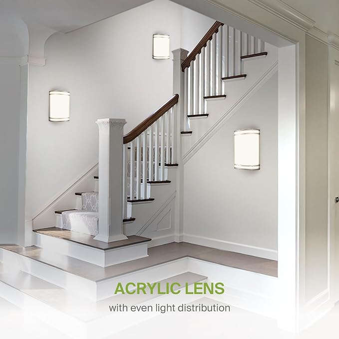 ASD Indoor LED Wall Sconce Lights - 10 Inch 15W Brushed Nickel Modern LED Wall Sconces Hardwired - ETL Dimmable 3000K 4000K 5000K Adjustable Sconce Light Fixture for Bedroom, Hallway, 4 Pack