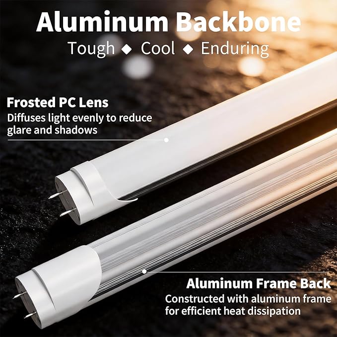 Fluorescent Light Bulbs 48 Inch, T8 LED Bulbs 4 Foot Type A+B, 24W 3200LM 4100K Cool White, F32T8 or F40T12 LED 4FT Replacement, Plug and Play or Ballast Bypass, Double or Single End Powered, 4-Pack