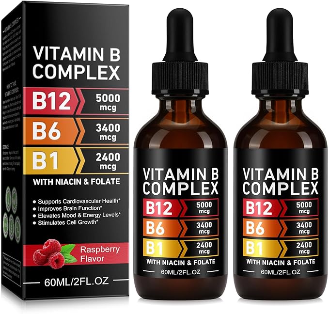 Vitamin B Complex, Organic B Complex Vitamins for Women, Vitamin B Complex Liquid, Vitamin B12 Methylcobalamin,b6,B1,B9 for Metabolic Health Support, Vegan, Non-GMO, Gluten Free (2)