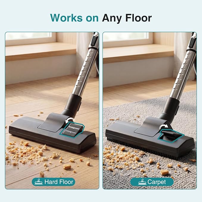 OLIXIS Canister Vacuum Cleaner for Home, Lightweight Portable Vacuum Cleaners with Automatic Retractable Cord, Bagless Canister with Washable HEPA Filter for Hardwood Floor & Carpet, Yellow