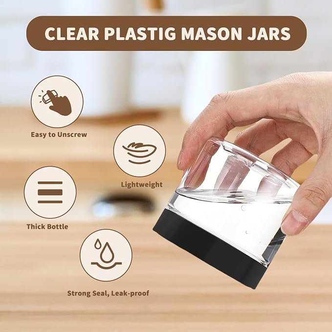 50 Pcs 10 Oz Plastic Jars with Lids Containers Storage Airtight Wide Mouth Food Jar Clear Cylinder Container for Grocery Kitchen Dry Food Butter Honey
