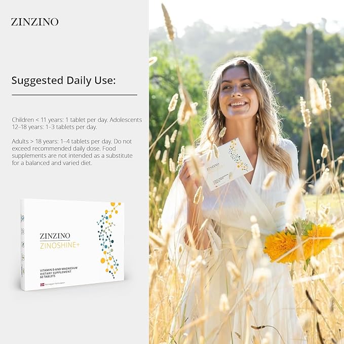 ZinoShine+ - Complément Vitamine D3 & Magnésium pour le Soutien Immunitaire, l'Énergie, la Santé Musculaire, des Os et des Dents - Réduit la Fatigue - 60 Comprimés