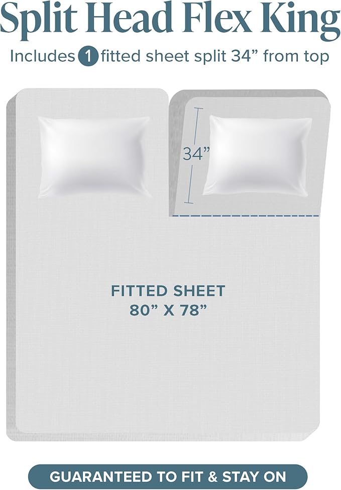 Bare Home Split Head Flex King Sheet Set - 1800 Ultra-Soft Microfiber Bed Sheets - Double Brushed - Deep Pockets - Easy Fit - 4 Piece Set - Bedding Sheets & Pillowcases (Dusty Rose)
