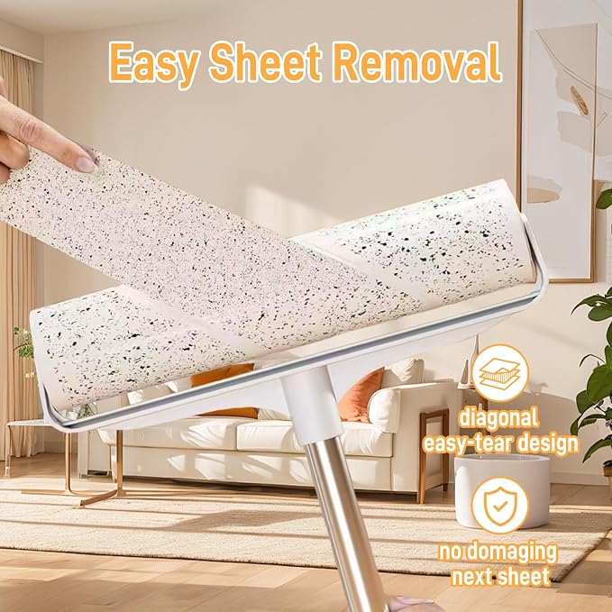 (24PK) 10-Inch Large Lint Roller Refills Extra Sticky Mega Pet Hair Remover Compatible with Evercare/Leo Rolls, Sticky Roller Replacements for Carpet & Bedding (90 Sheets/Roll, Total 2160 Sheets)