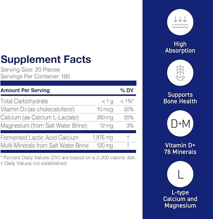 Minéral L-Cal Calcium avec Vitamine D3, Apport de 12 Mois, Format Bille Soluble dans l'Eau avec Magnésium et Minéraux, Supplément Calcium Magnésium D3 à Absorption Rapide, 3 600 Billes par Flacon, 360 g, Lot de 2