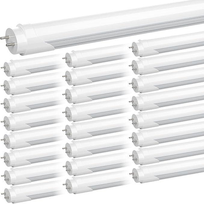 JESLED Flourescent Light Bulbs Replacement 4FT,T8 Led Bulbs 4 Foot Type A+B,24W 3200LM 5000K Frosted,Dual-End Powered,F32T8 or F40T12 Fluorescent Bulbs,Office Shop Warehouse Lights 25Pack
