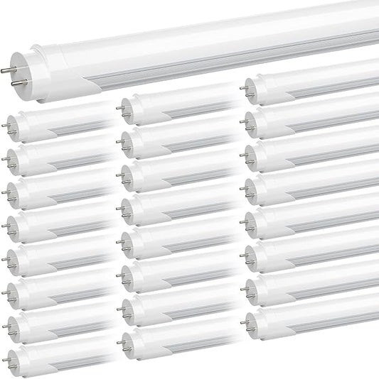 JESLED Flourescent Light Bulbs Replacement 4FT,T8 Led Bulbs 4 Foot Type A+B,24W 3200LM 5000K Frosted,Dual-End Powered,F32T8 or F40T12 Fluorescent Bulbs,Office Shop Warehouse Lights 25Pack