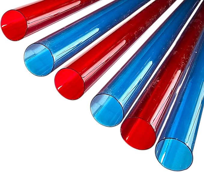 T5 F28 4' | T-5 Tube Lamps Sleeves | 48" Fluorescent Tube Guard with End Caps | 3/4" Wide | Fluorolite Plastics | Color: RED AND BLUE | 6 Pack