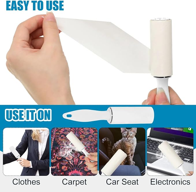 Hushee 50 Pack Mini Lint Rollers for Travel, 3000 Sheets Portable Travel Size Lint Roller Bulk Small Pet Hair Remover for Couch Furniture Clothes 5.9 x 1.1 (White)