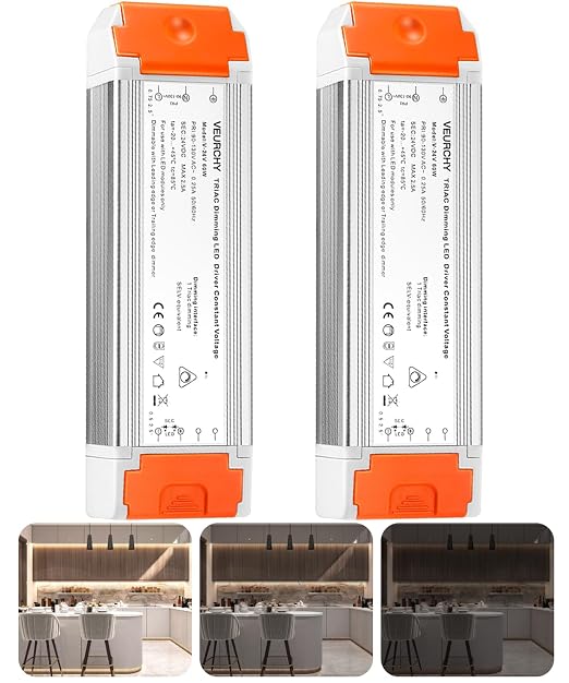 24V 60W Dimmable LED Driver,120V to DC 24V LED Lighting Low Voltage Transformers, Smooth Flicker Free Dimming 60 Watt LEDs Power Supply 24 Volt, 2 Pack