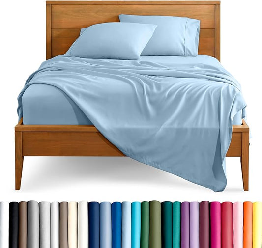Bare Home California King Sheet Set - 1800 Ultra-Soft Microfiber Cal King Bed Sheets - Double Brushed - Deep Pockets - Easy Fit - 4 Piece Set - Bed Sheets (California King, Light Blue)