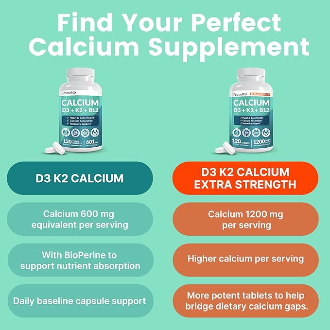4-in-1 Calcium Supplements for Women & Men - Calcium Citrate with D3 K2 Vitamin 5000 IU - Calcium 600mg with Vitamin D3 K2 - Everyday Vitality Supplement - Vegan-Friendly, Gluten-Free (360 Capsules)