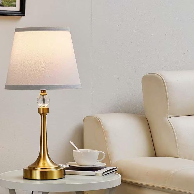 19.7'' Touch Table Lamps for Living Room, Small Lamp for Bedroom with USB C+A Ports, Dimmable Touch Lamps Set of 2, Reading Desk Lamp for Office, Metal Bedside Lamps, Bulbs Included, Gold