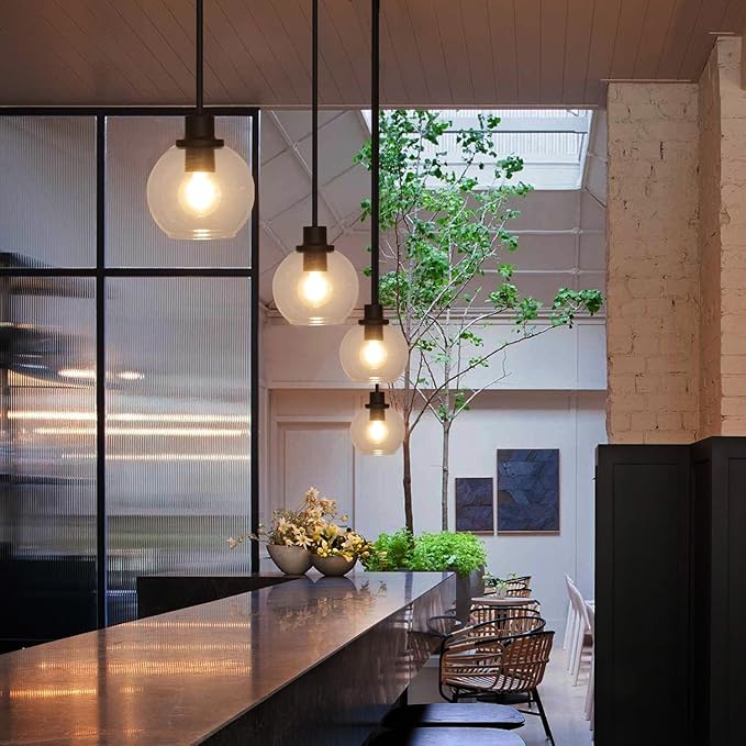 Pendant Lamp with Glass Shade, Modern Antique Brass Pendant Lights,Hanging Light Vintage Glass Shade, Island Light Pendant Light Fixture for Bedroom Living Room Kitchen