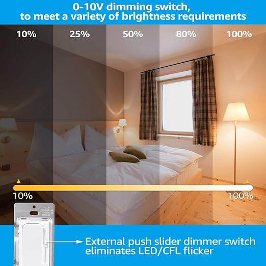 TORCHSTAR 0-10V LED Dimmer Switch, Single-Pole or 3-Way Light Switch, 120-277V for Dimmable LED Panel Light Linear Light, ETL Listed, Pack of 2