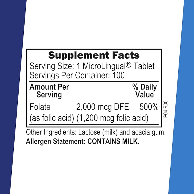 Superior Source Folic Acid 1200 mcg - Supports Heart, Immune & Nervous System - 100 Sublingual Tablets
