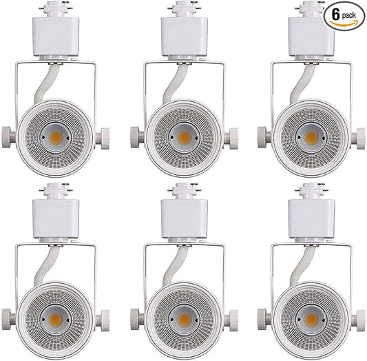 CLOUDY BAY 8W 3000K Warm White Dimmable LED Track Light Head,CRI90+ True Color Rendering Adjustable Tilt Angle Track Lighting Fixture,40° Angle for Accent Retail,White Finish,Halo Type- Pack of 6