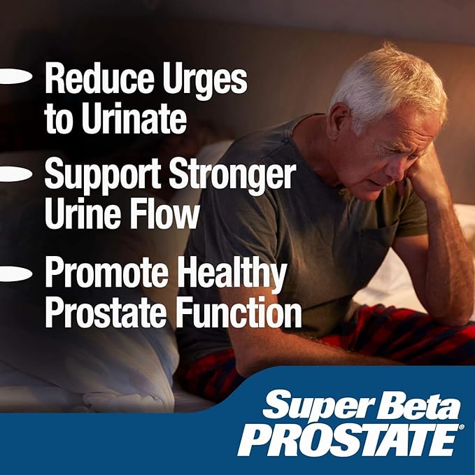 SUPER BETA PROSTATE Complément de soutien pour la santé masculine - Réduit les allers-retours aux toilettes, favorise le sommeil, améliore la vidange de la vessie et la santé de la prostate, bêta-sitostérol - 60 comprimés (lot de 2)
