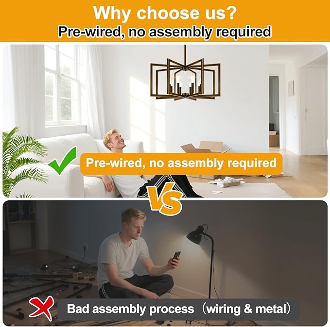 25"-61" Height Adjustable Modern Oil-Rubbed Bronze Chandelier for Dining Room, No Assembly Required Dining Room Light Fixture Over Table, Industrial Metal Pendant Lights Fixture for Kitchen Island
