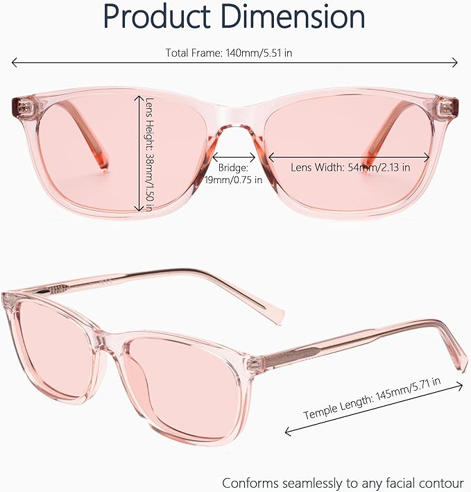 FL-Rose Tinted Blue Light Blocking Glasses for Migraine, Light Sensitivity, Photophobia & Fluorescent Glare JF6238