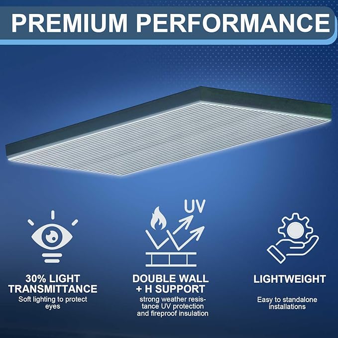 Pushglossy 6 Pack 23.75" x 47.75" x 0.2" Fluorescent Light Covers Classroom Office Diffuser Panels for 2x4ft Drop Ceiling Light Fixture Polycarbonate Replacement Cover for Hospital Home (Clear Black)