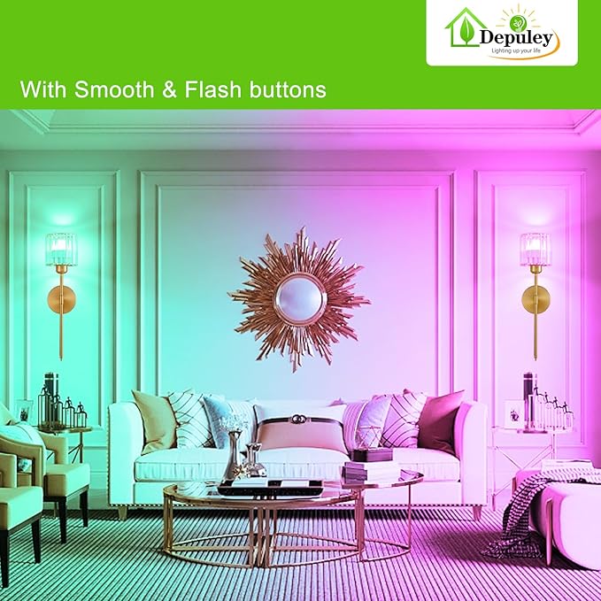 Depuley Battery Operated Wall Sconce: Set of 2 Wireless Crystal Wall Lights with Remote for Bedroom - Rechargeable 15 Colors Gold Wall Lamp for Living Room Hallway Home Decor