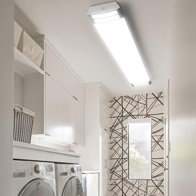 ANTLUX 4FT LED Flush Mount Puff Lights, 40W 4500LM Linear Light, 4000K Neutral White, 4 Foot Integrated LED Wraparound Ceiling Lighting Fixtures for Kitchen Laundry, Fluorescent Replacement, 4 Pack