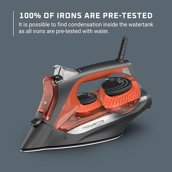 Rowenta Access Steam Iron, Clothes Iron with Steamer, Vertical Steaming, Maximum Steam Distribution, Anti-Drip Protection, Red, DW2360