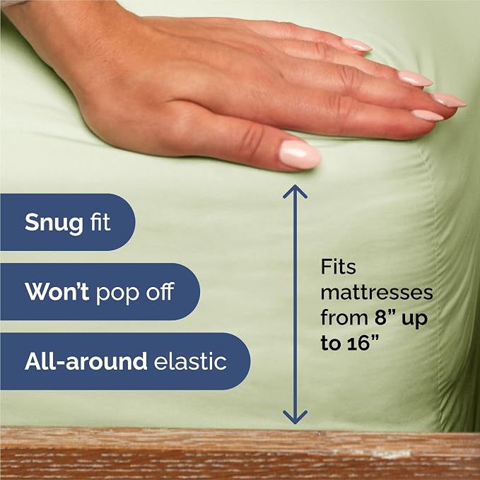 Split King 7 Piece Sheet Set - Comfy Breathable & Cooling - Soft Hotel Luxury Bedding Set with 8-16 Inch Deep Pockets - 1 Flat & 2 Fitted Sheet & 4 Pillowcases - Wrinkle Free & Easy Care - Light Sage