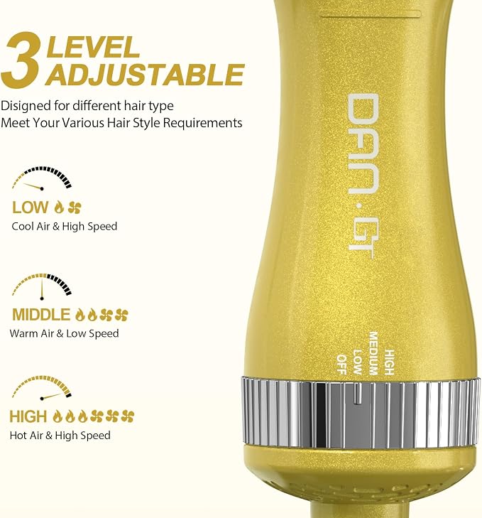 DAN Technology 2-in-1 Dual Voltage Hot Air Brush, Less Frizz & More Shine with Reduced Heat Damage, 2 Inch Oval Volumizer Blow Dryer Brush for Root Lift & Smooth Blowout, Ideal for All Hair