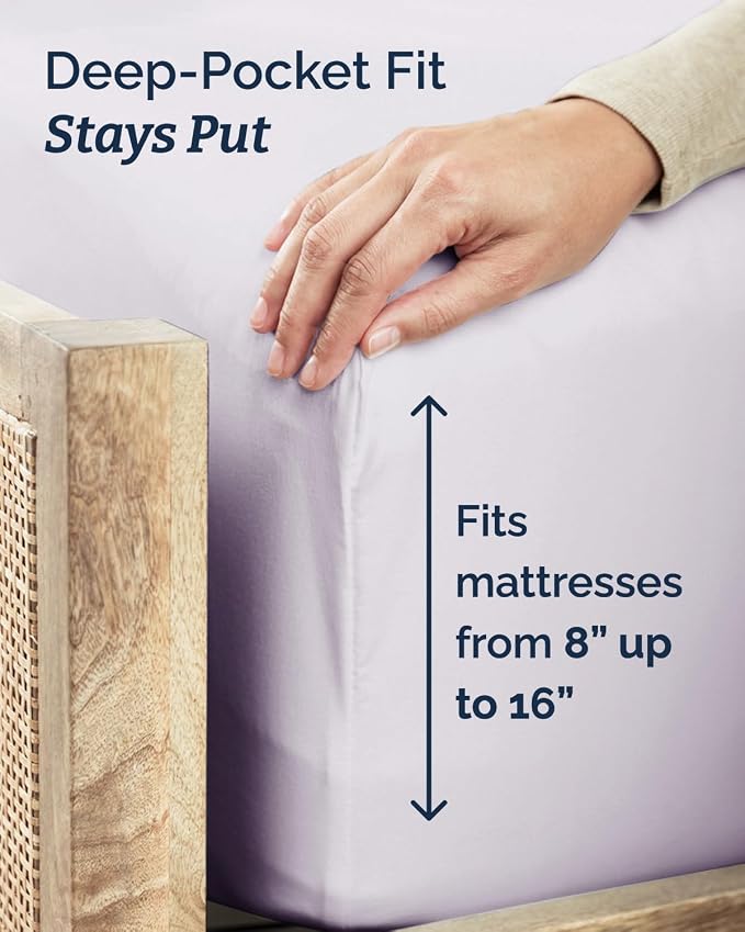 Twin XL 4 Piece Sheet Set - Comfy Breathable & Cooling - Soft Hotel Luxury Bedding Set with 8-16 Inch Deep Pockets - 1 Flat & 1 Fitted Sheet & 2 Pillowcases - Wrinkle Free & Easy Care - Light Lavender