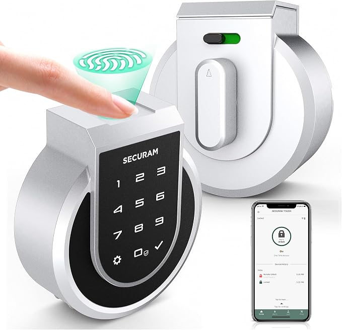 SECURAM Smart Lock Touch - Fingerprint & WiFi Smart Door Lock, Keyless Entry with App Control, Bluetooth Electronic Deadbolt, Compatible with Alexa & Google Home, Keypad Code, Silver