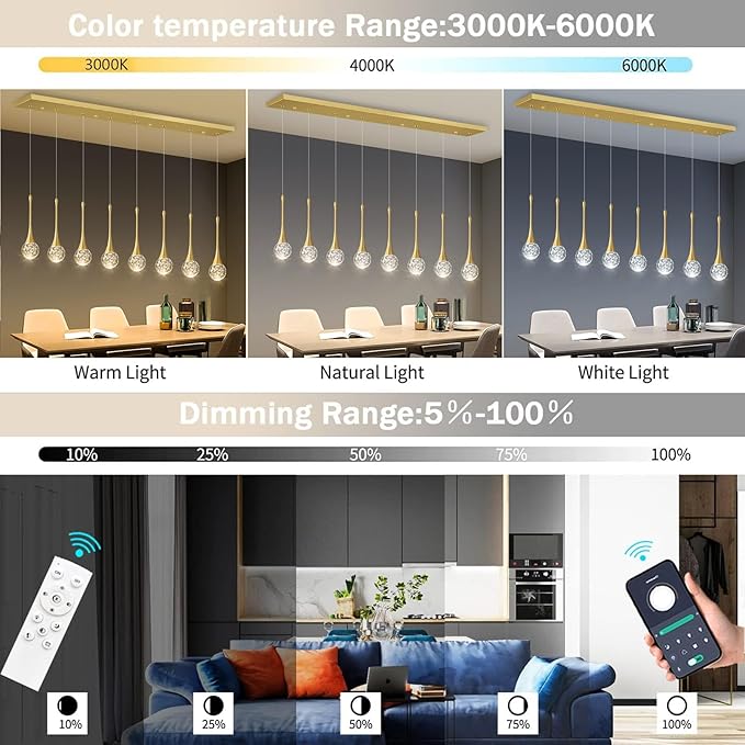 8 Light Modern Glam Crystal Rectangular Chandelier for High Ceiling LED Dimmable Ceiling Pendant Light Kitchen Island Staircase Foyer Enterway Living Room Chandelier Lighting Antique Gold
