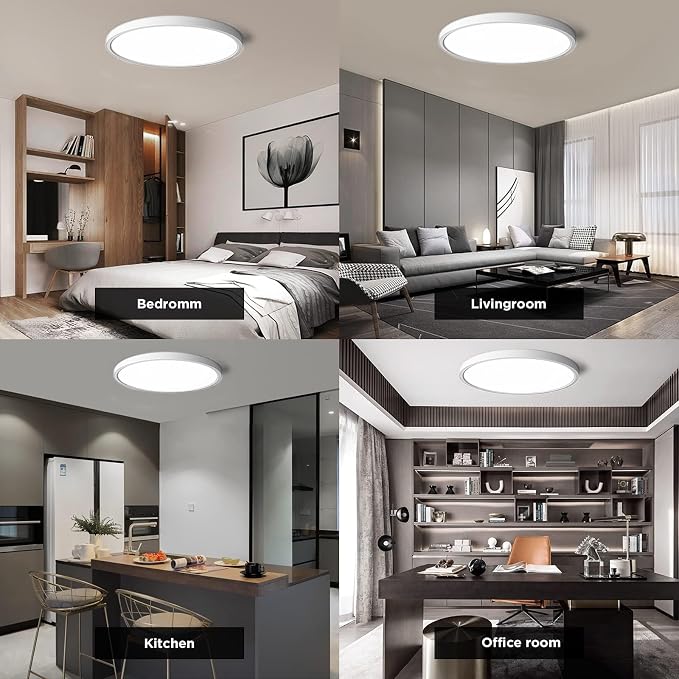 TALOYA 4-Pack 15.8" LED Flush Mount Ceiling Light Fixture,24W 5CCT,White | 100–240 VAC Input,Edge-Lit LED Modern Ceiling Lamp for Living Room,Bedroom,Hallway,Kitchens