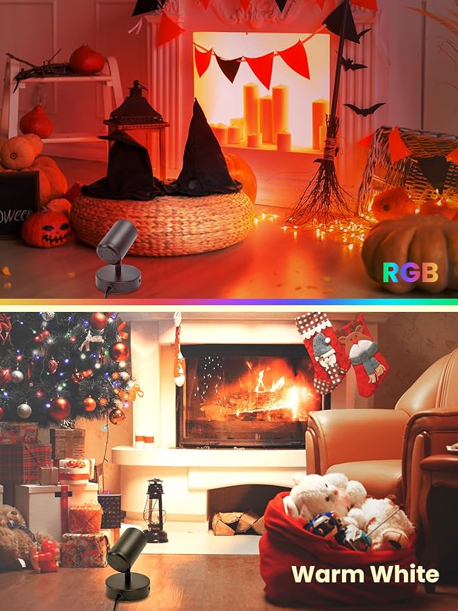 10W LED Spot Lights Indoor RGB Color Changing Uplighting with Remote, 120V Christmas Spotlight Plant Accent Light with Switch for Halloween Party Decoration, 5FT Code, 1 Pack