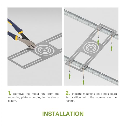 ASD 12 Pack New Construction Mounting Plate Round Hole - 3/4/6 Inch Flat Galvanized Steel Wafer Light Rough in Plate, Universal Light Fixture Mounting Bracket for LED Recessed Lighting