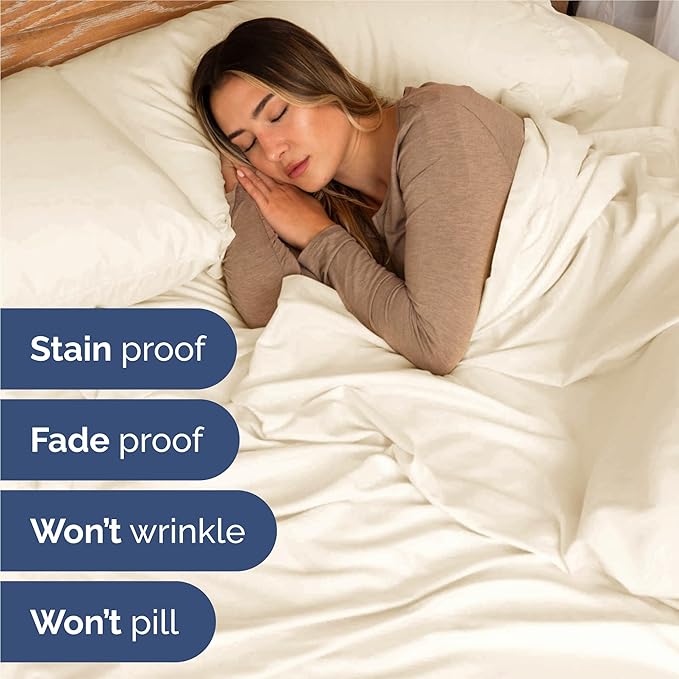 King 6 Piece Sheet Set - Comfy Breathable & Cooling - Ultra-Soft Hotel Luxury Bedding Set with 8-16 Inch Deep Pockets - 1 Flat & 1 Fitted Sheet & 4 Pillowcases - Wrinkle Free & Easy Care - Off White