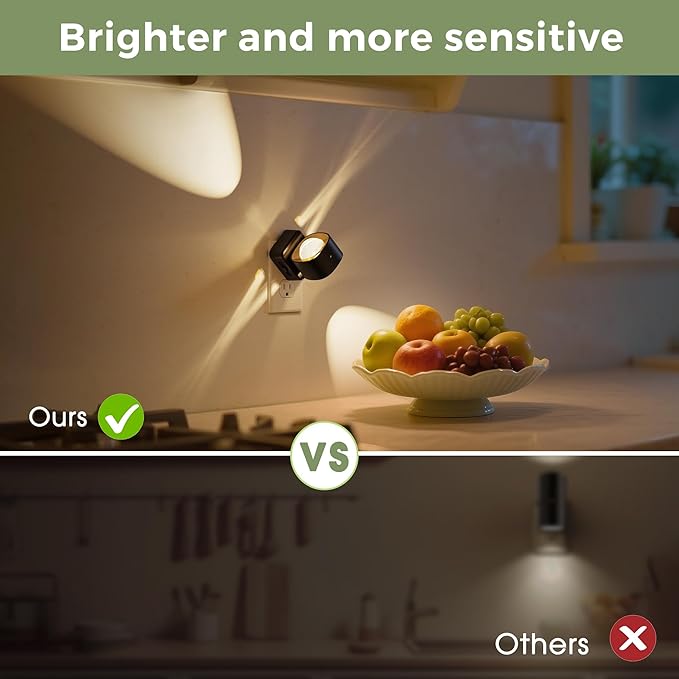 L LOHAS LED Night Light Projector, Night Lights Plug into Wall, 2000K/3000K/5000K Adjustable Color Temperature Nightlight, Rotating Nightlight with Light Sensor for Kids, Bathroom, Gaming Room,2 Pack
