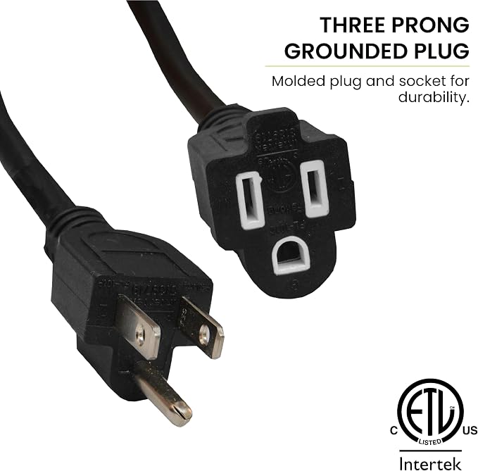Power By GoGreen Go Green Power Inc. (GG-13715BK) 16/3 SJTW Outdoor Extension Cord, Black, 15 ft