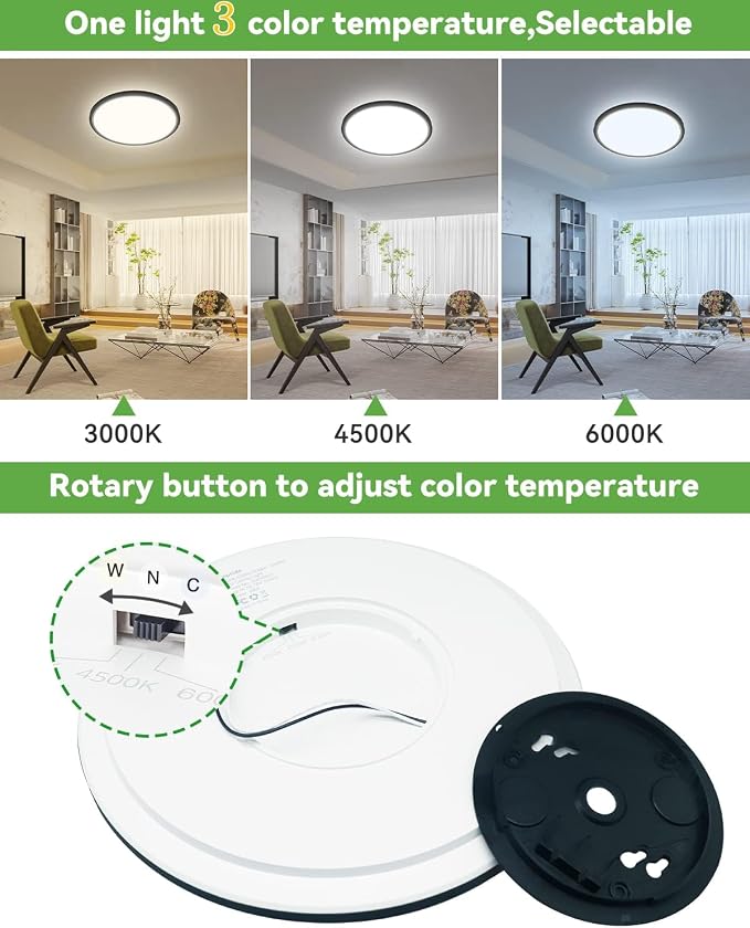 zemty 8Pack 12 Inch LED Ceiling Light Flush Mount, 24W 3200Lumens 5 CCT Adjustable (3000K-6500K), Round Bright Light Fixture for Bedroom Kitchen Bathroom Hallway Closet