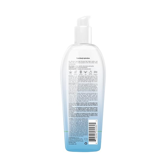 Hempz Triple Moisture Fresh Citrus Huile corporelle hydratante multi-usage à base de plantes pour le visage et le corps - Huile hydratante pour le bain, la douche ou le rasage pour peaux sèches ou sensibles pour femmes et hommes, 6,76 oz