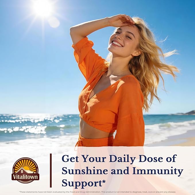 Complément Vitamine D3 K2 Vitalitown, D3 5000 UI, Vitamine K2 MK-7 100 mcg, Sans OGM, Sans Gluten ni Soja, pour la Santé des Os, des Dents, du Système Immunitaire et Cardiaque, 120 Gélules Molles