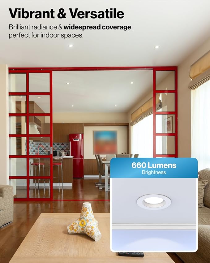 Sunco 10 Pack Retrofit LED Recessed Lighting 4 Inch, 3000K Warm White, Dimmable Can Lights, Baffle Trim, 11W=60W, 660 LM, Damp Rated - ETL.