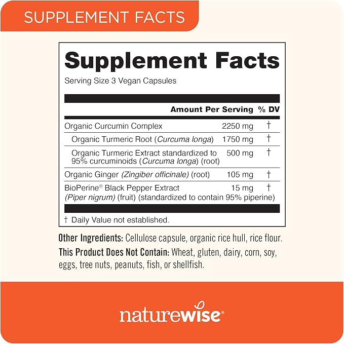 NatureWise Vitamine D3 5000 UI (125 mg) 360 gélules + Curcumine Curcuma 2250 mg avec poivre noir, 95 % de curcuminoïdes, 360 gélules - Lot pour la santé immunitaire et articulaire - Sans gluten, sans OGM