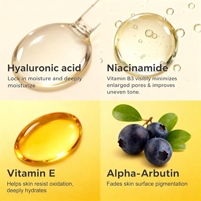 Niacinamide Vitamin B3 Face Serum with Hyaluronic Acid,Vitamin E,Alpha Arbutin,Facial Serum to Reduce Fine Lines,Dark Spots,Large Pores,and Wrinkles,Even Skin Tone,Anti-Aging