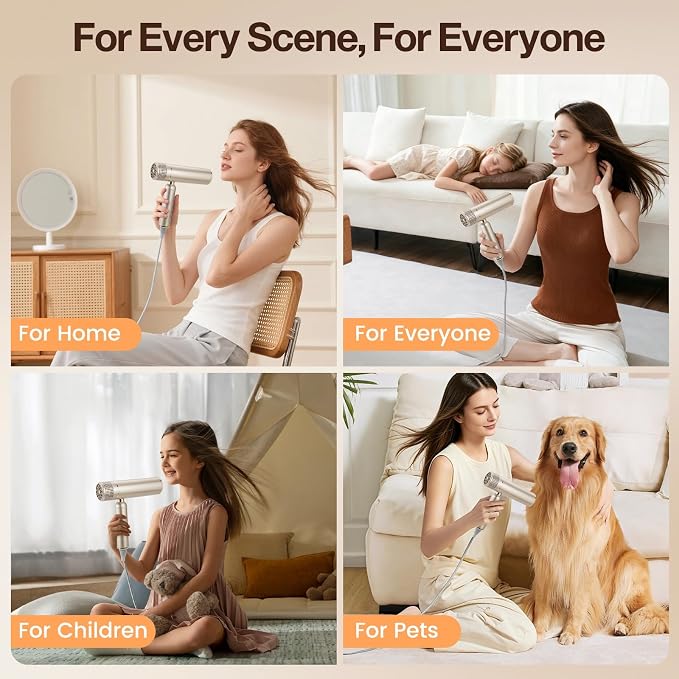 Dual-Voltage Foldable Travel Hair Dryer: Compact High Speed Plasma Diffuser Blow Dryer with Cool Shot - Lightweight/Portable -with Storage Bag & European Adaptor for All Hair Types Gold